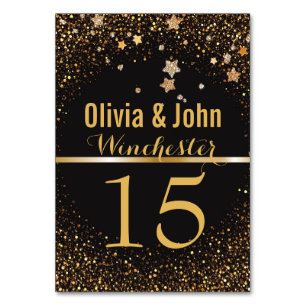 Hochzeitstischnummern Elegante Gold Glitzer Star Tischnummer