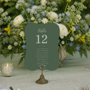 Hochzeitstischnummern-Sitzkarten in Waldgrün Einladung