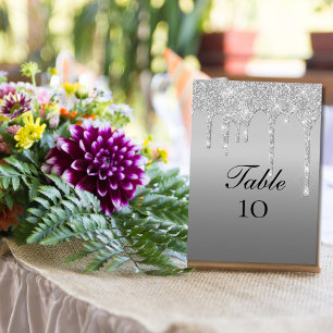 Hochzeitstischnummernkarten mit silbernem Glitter- Einladung