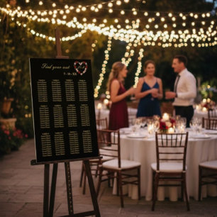 Hochzeitstischplan rosa und schwarz 12 Tische Poster
