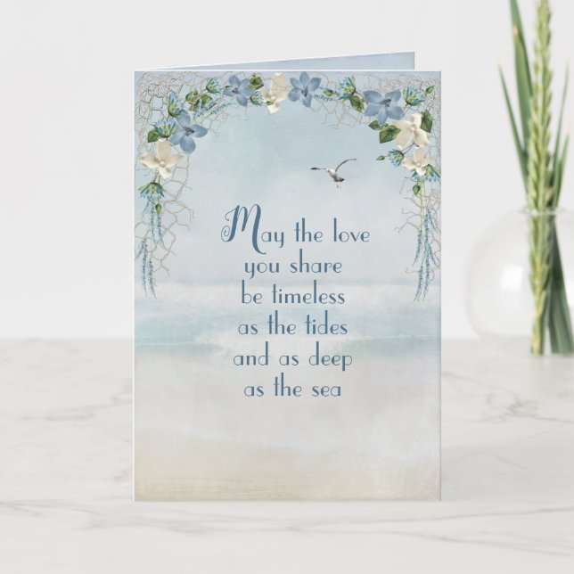 Hochzeitstorch auf der Blume Ozeanwasser Karte (Vorderseite)