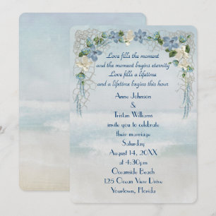 Hochzeitstorch Blume auf Wasserfarbe des Ozeans Einladung