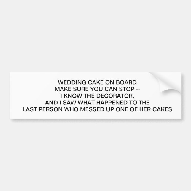 HOCHZEITSTORTE AN BORD AUTOAUFKLEBER (Vorne)
