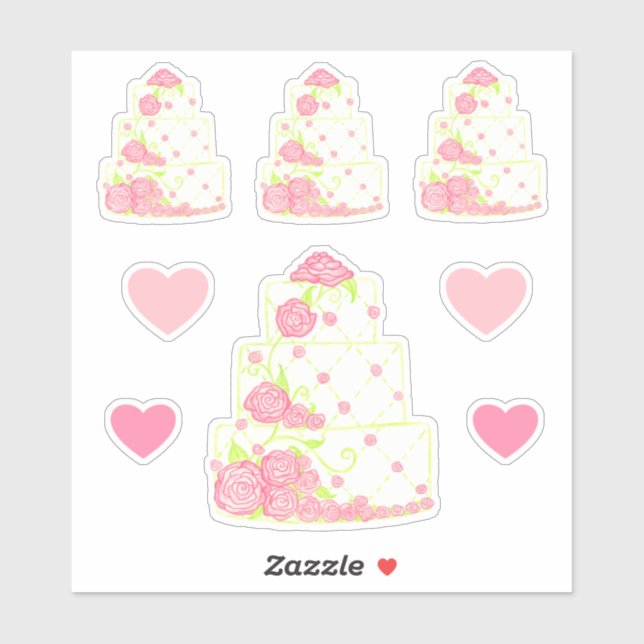 Hochzeitstorte-Aufkleber Aufkleber (Blatt)