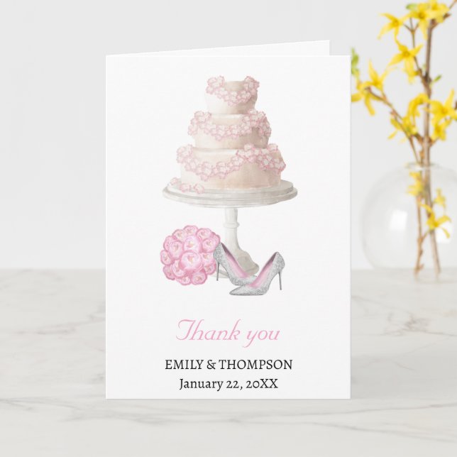 Hochzeitstorte Danke Karte (Gelbe Blume)