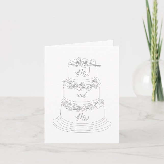 Hochzeitstorte Design Herr und Frau Karte (Vorderseite)
