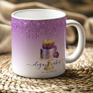 Hochzeitstorte Glitter-Drip Lila Gold Bäckerei Kaffeetasse