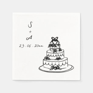 Hochzeitstorte Handgezeichnete Hochzeit Serviette