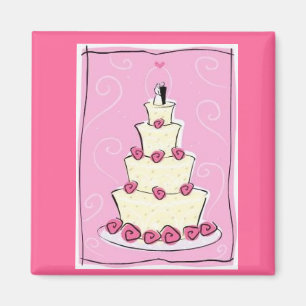 Hochzeitstorte mit rosa Hintergrund Magnet