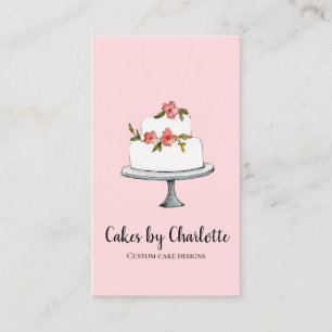 Hochzeitstorte mit rosa Hintergrund Visitenkarte