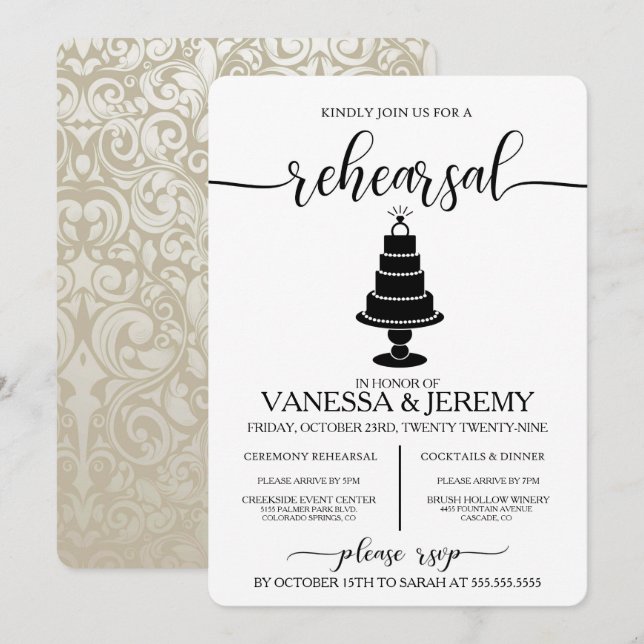 Hochzeitstorte Probe Einladung (Vorne/Hinten)