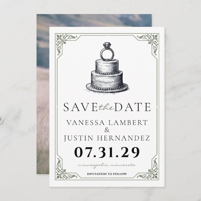 Hochzeitstorte Save the Date (Vorne/Hinten)