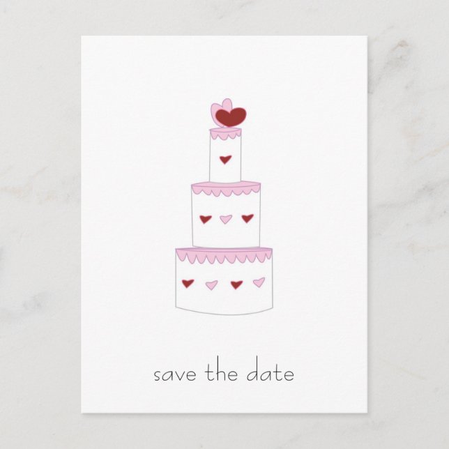 Hochzeitstorte "Save the Date" Postkarte (Vorderseite)
