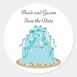 Hochzeitstorte Save the Date Runder Aufkleber