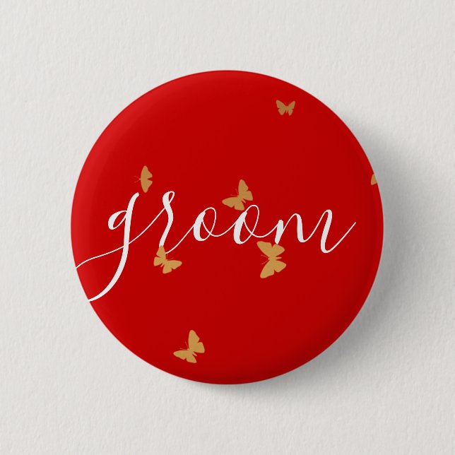Hochzeitstorte Schmetterlinge Button (Vorderseite)