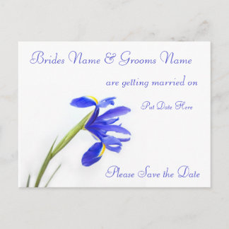 Hochzeitstorte speichern - lila Iris-Blume Ankündigungspostkarte