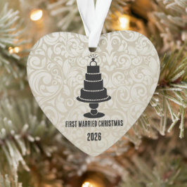 Hochzeitstorte Verheiratete Weihnachten Ornament