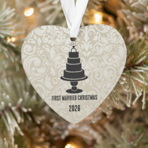 Hochzeitstorte Verheiratete Weihnachten Ornament