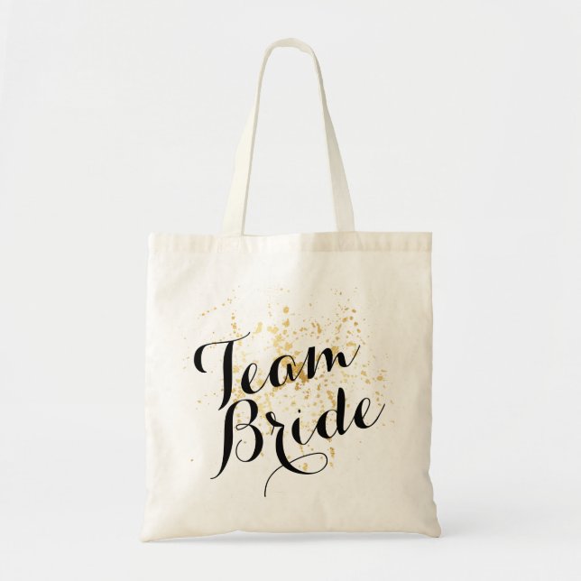Hochzeitstote Tag Favors Gold Team Bride Tragetasche (Vorne)