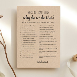 Hochzeitstraditionen mit Answers-Spielkarte Einladung