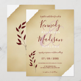 Hochzeitsturz Sepia Geometric Non-Binary Einladung