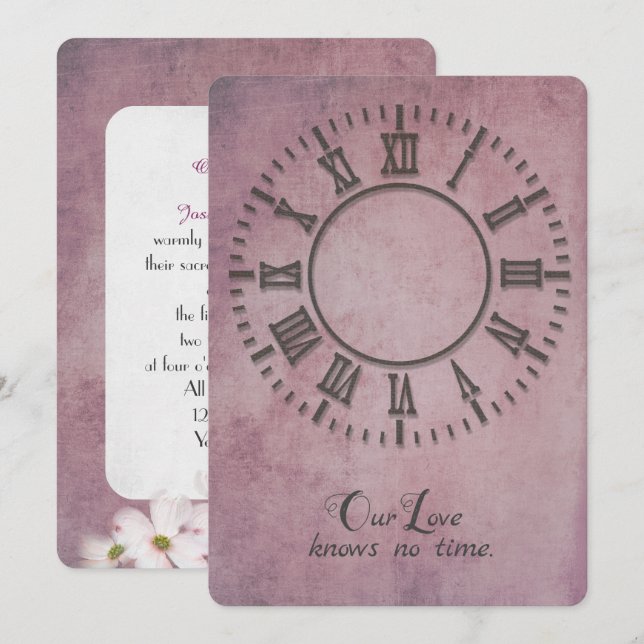 Hochzeitsuhr ohne Hände laden Einladung (Vorne/Hinten)