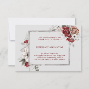 Hochzeitsumgebung in Burgund, Rosen und Weiß RSVP Karte