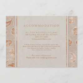 Hochzeitsunterkunft in Kraft gold Spitzenland Begleitkarte