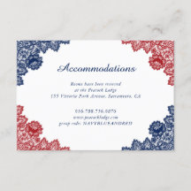 Hochzeitsunterkunft in Navy Blue Red Floral Lace