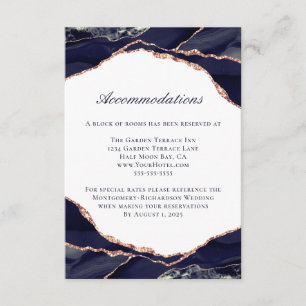 Hochzeitsunterkünfte für Hochzeitsgäste in Navy Bl Begleitkarte