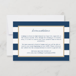 Hochzeitsunterkünfte für Navy Blue Stripes Gold Tr Save The Date