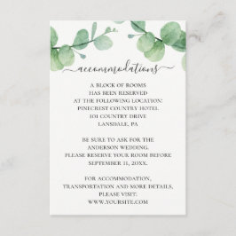 Hochzeitsunterkünfte in Aquarellgrün Begleitkarte