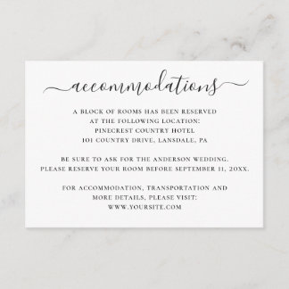 Hochzeitsunterkünfte in Schwarzweiß Begleitkarte