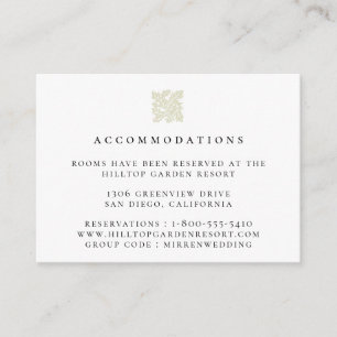 Hochzeitsunterkünfte mit Vintagem Leaf-Logo Begleitkarte