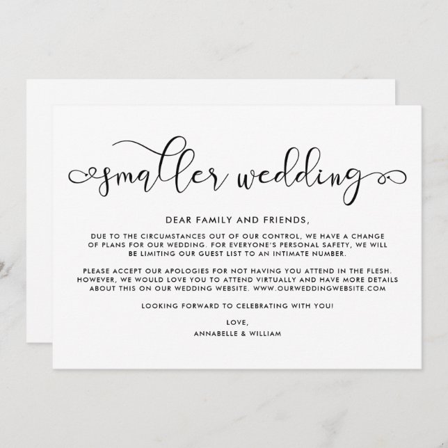 Hochzeitsupdate | Kleinere Hochzeit Ankündigung (Vorne/Hinten)