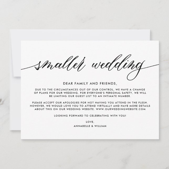 Hochzeitsupdate | Kleinere Hochzeit Ankündigung (Vorderseite)