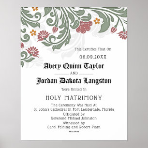 Hochzeitsurkunde "Heilige Ehe" Poster