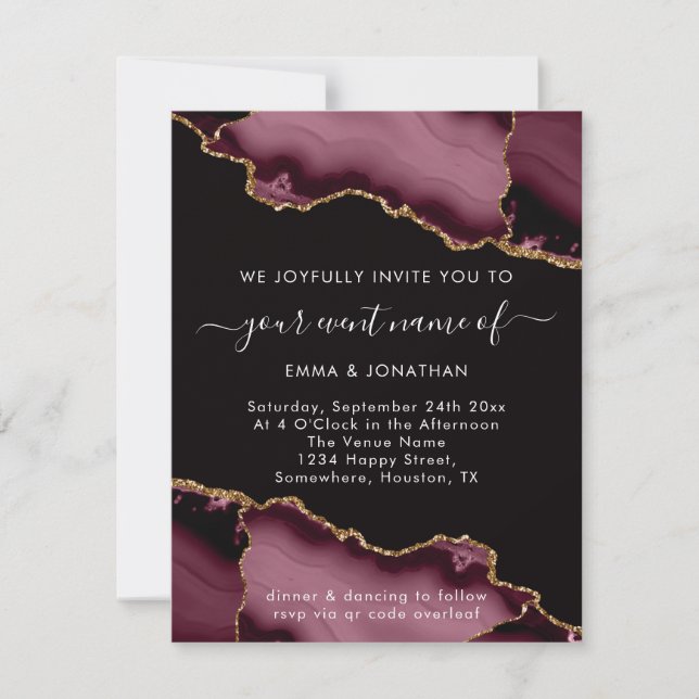 Hochzeitsveranstaltung QR Code Rose Burgundy Marsa (Vorderseite)