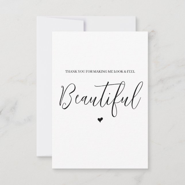 Hochzeitsverkäufer Danke Karte - Hair/Make-up (Vorderseite)