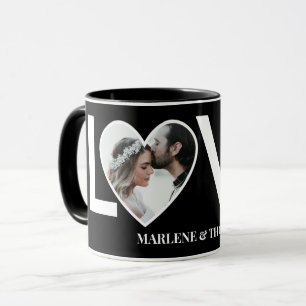 Hochzeitsverlobung Individuelle Foto Schwarz Herz Tasse