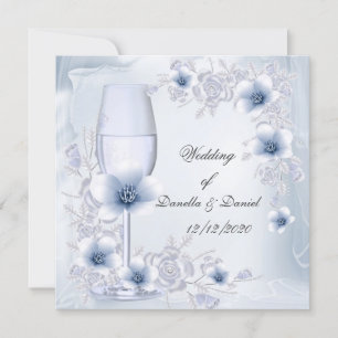 Hochzeitsverlobung oder Jubiläum Blau Silber Einladung