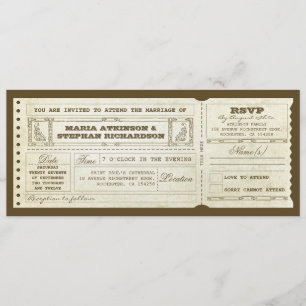 Hochzeitsvintage-Ticket-Einladung & RSVP-Design Einladung