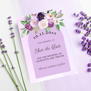 Hochzeitsviolett-violette Blüten, QR-Code-Website Save The Date