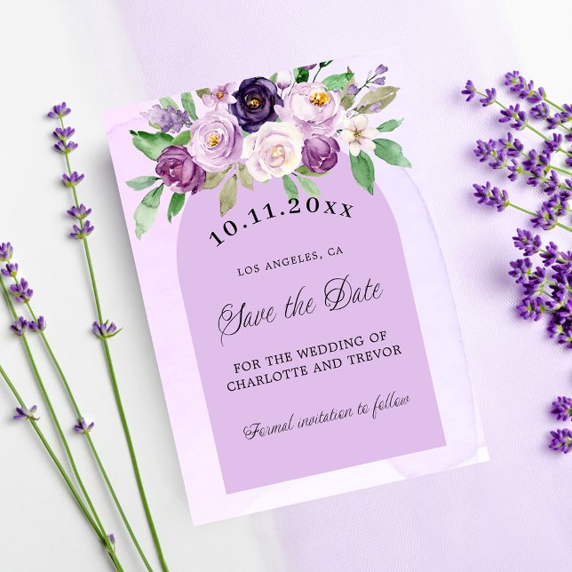 Hochzeitsviolett-violette Blüten, QR-Code-Website Save The Date (Von Creator hochgeladen)