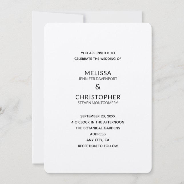 Hochzeitsvorlage 2B Einladung (Vorderseite)