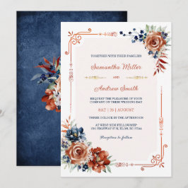 Hochzeitsvorlage für Navy Blue und Burnt Orange Go Einladung