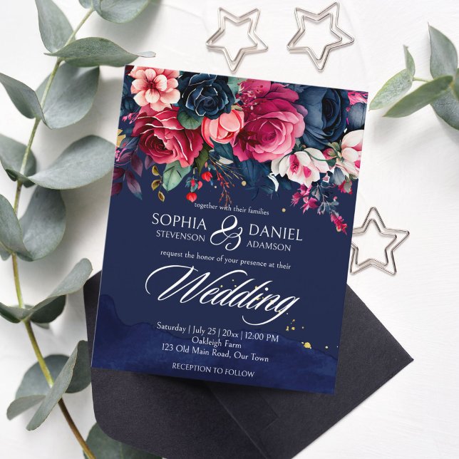 Hochzeitsvorlage für Navy Rosa Rosen (Von Creator hochgeladen)