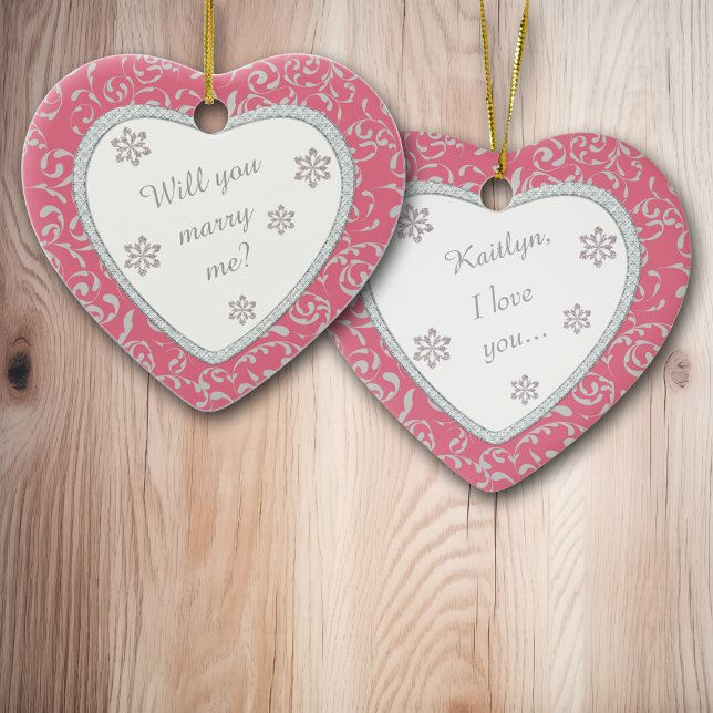 Hochzeitsvorschlag Rosa Damask Imitate Diamant Keramikornament (Von Creator hochgeladen)