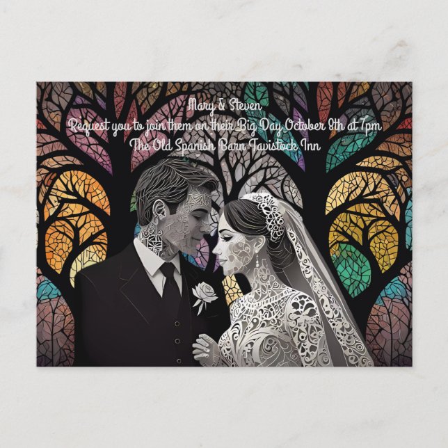 Hochzeitsvorstellungen und Geschenke Ankündigungspostkarte (Vorderseite)