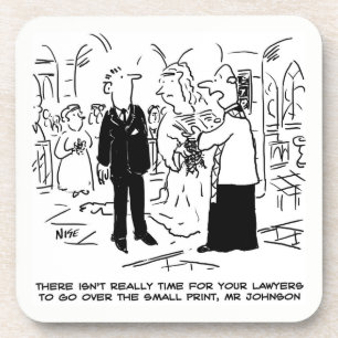 Hochzeitsvows Joke Vicar und Bridegroom auf einem Getränkeuntersetzer